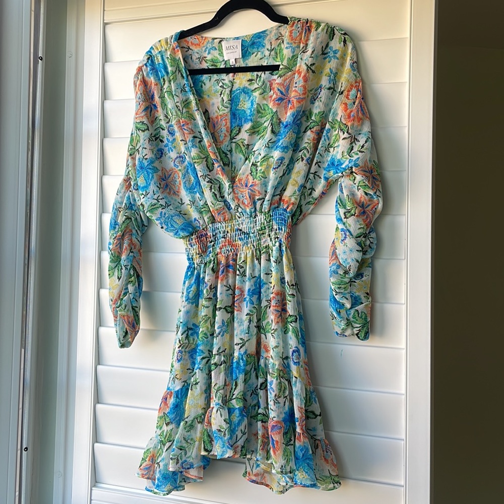 MISA Los Angeles Chiara Ruffle Mini Dress in Oasis Floral size small